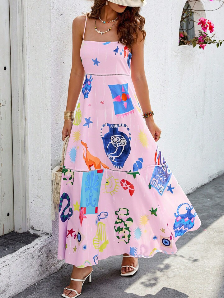 SHEIN VCAY Women Summer Fashionable Seaside Holiday Style Random Printed Dress | SHEIN