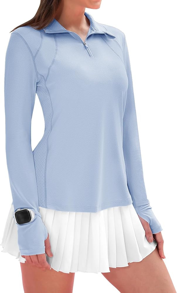 IECCP Womens Long Sleeve Golf Shirts Sun Protection 1/4 Zip Pullover Summer Quick Dry Athletic Hi... | Amazon (US)