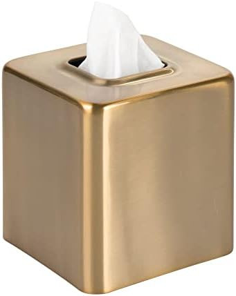mDesign Steel Square Tissue Box Cover, Modern Facial Tissue Holder for Bathroom Vanity Countertop... | Amazon (US)