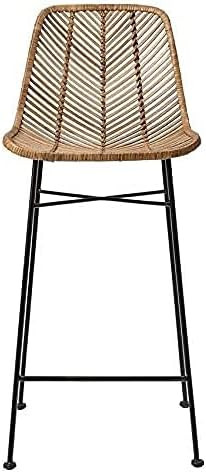 20.5" Lx40.5 H Rattan Bar Stool NTRL w/Black Mtl Frame TrckShp (Counter Stool) | Amazon (US)