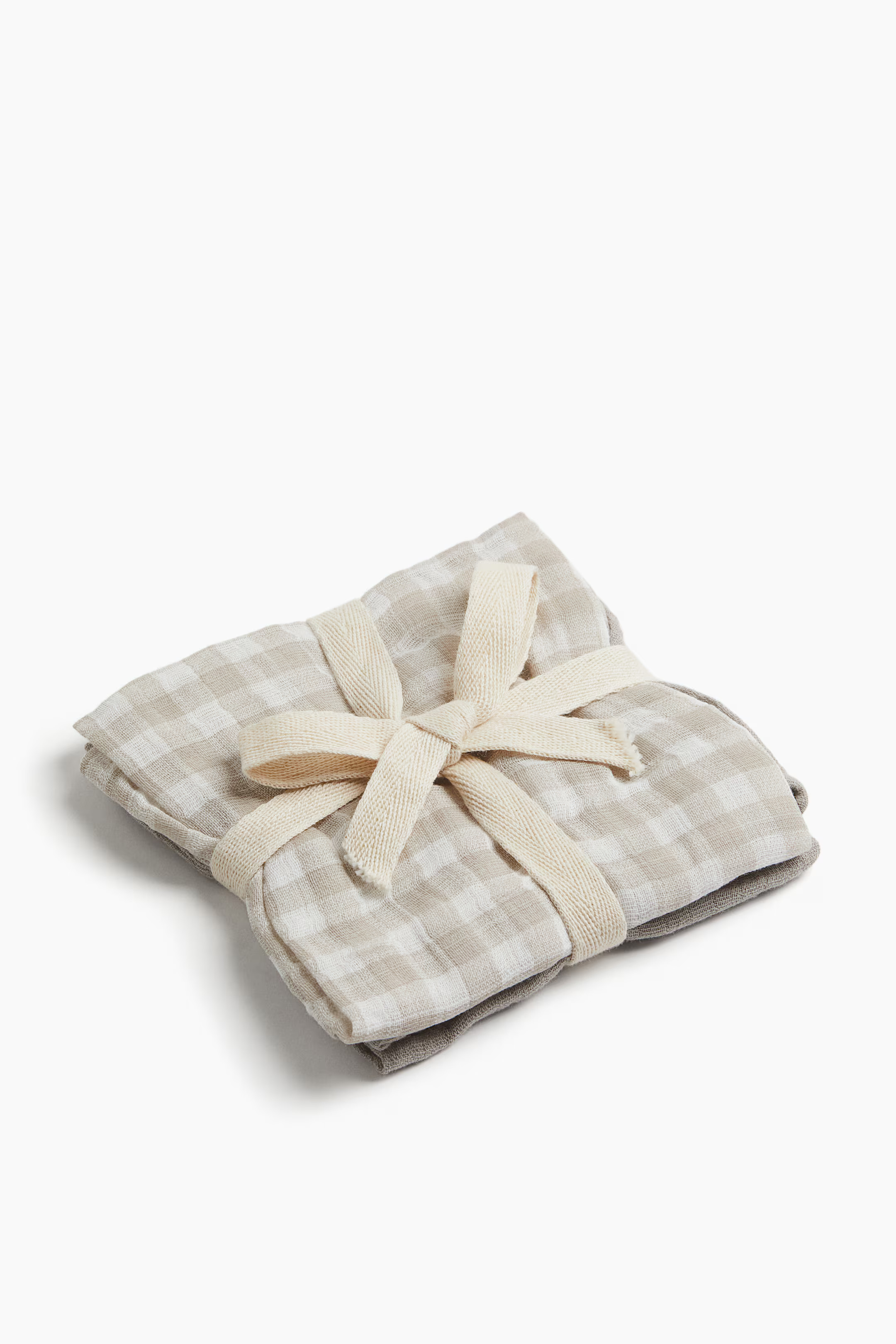 2-pack Cotton Muslin Cloths - Dusty pink/gingham checked - Home All | H&M US | H&M (US + CA)