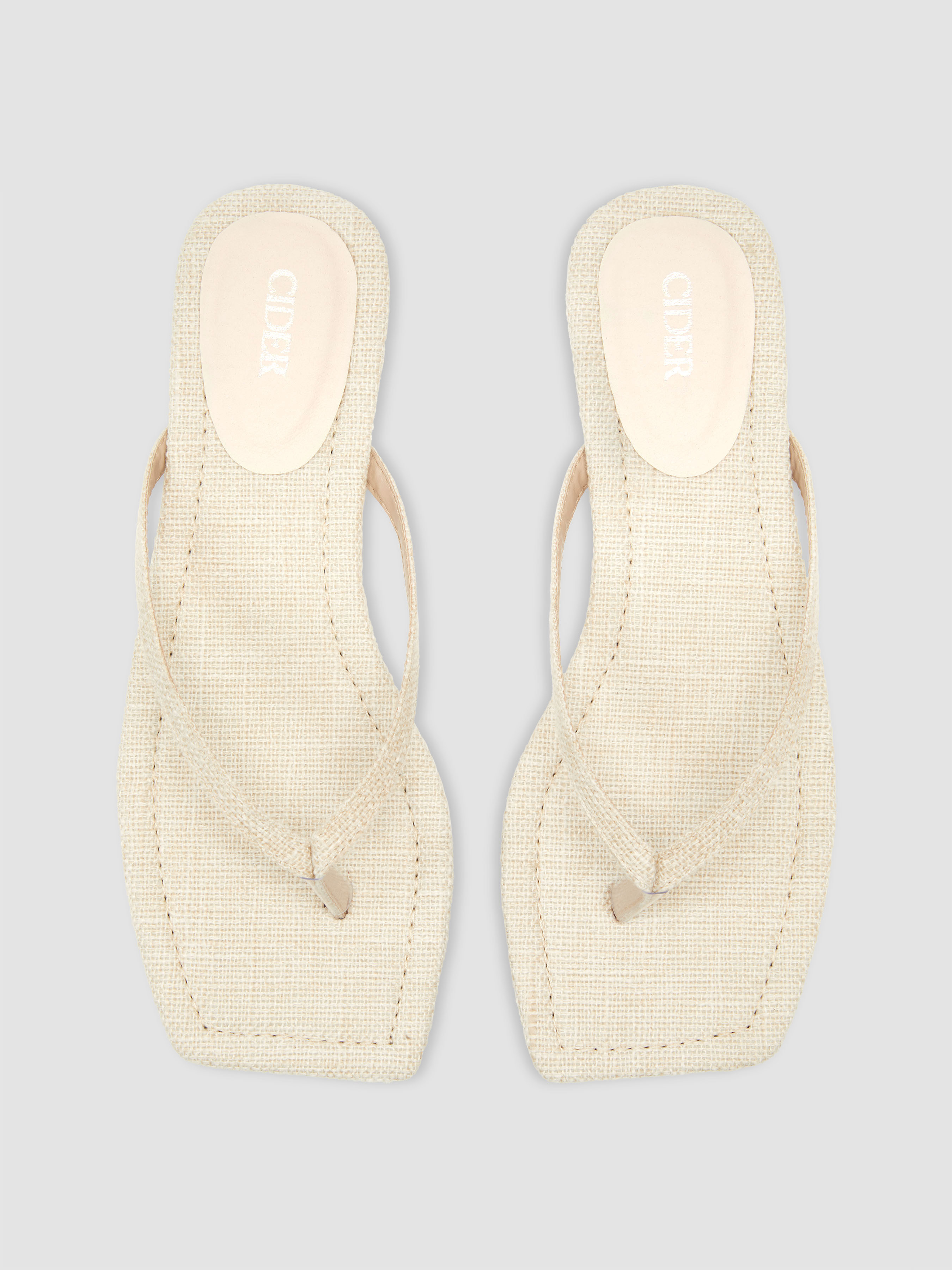 SQUARE TOE FLIP-FLOP CANVAS SLIPPERS - Cider | Cider