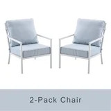 My Texas House Cambria 2-Pack Steel Outdoor Patio Conversation Chairs, White/Blue | Walmart (US)