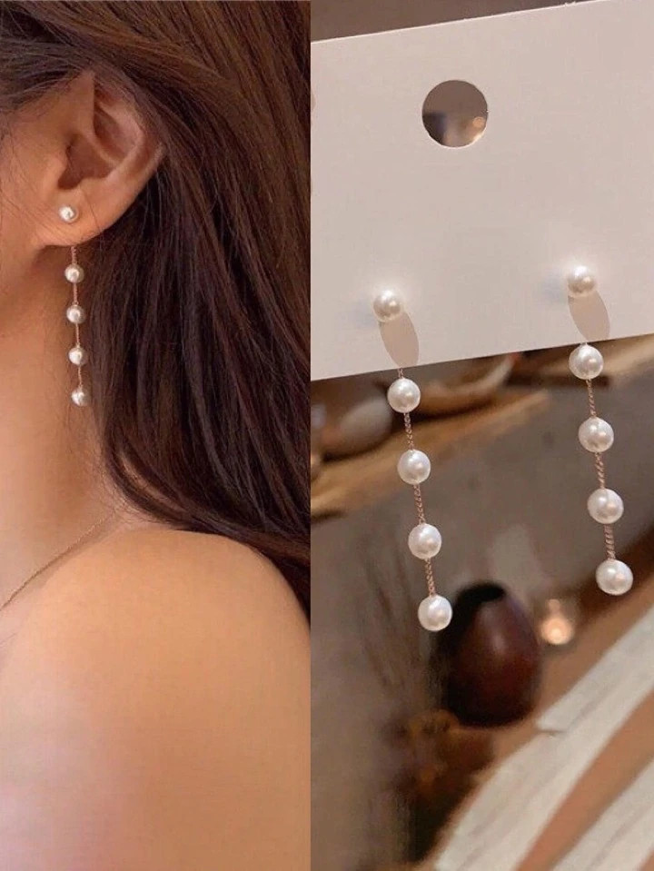 Faux Pearl Decor Earring Jackets | SHEIN