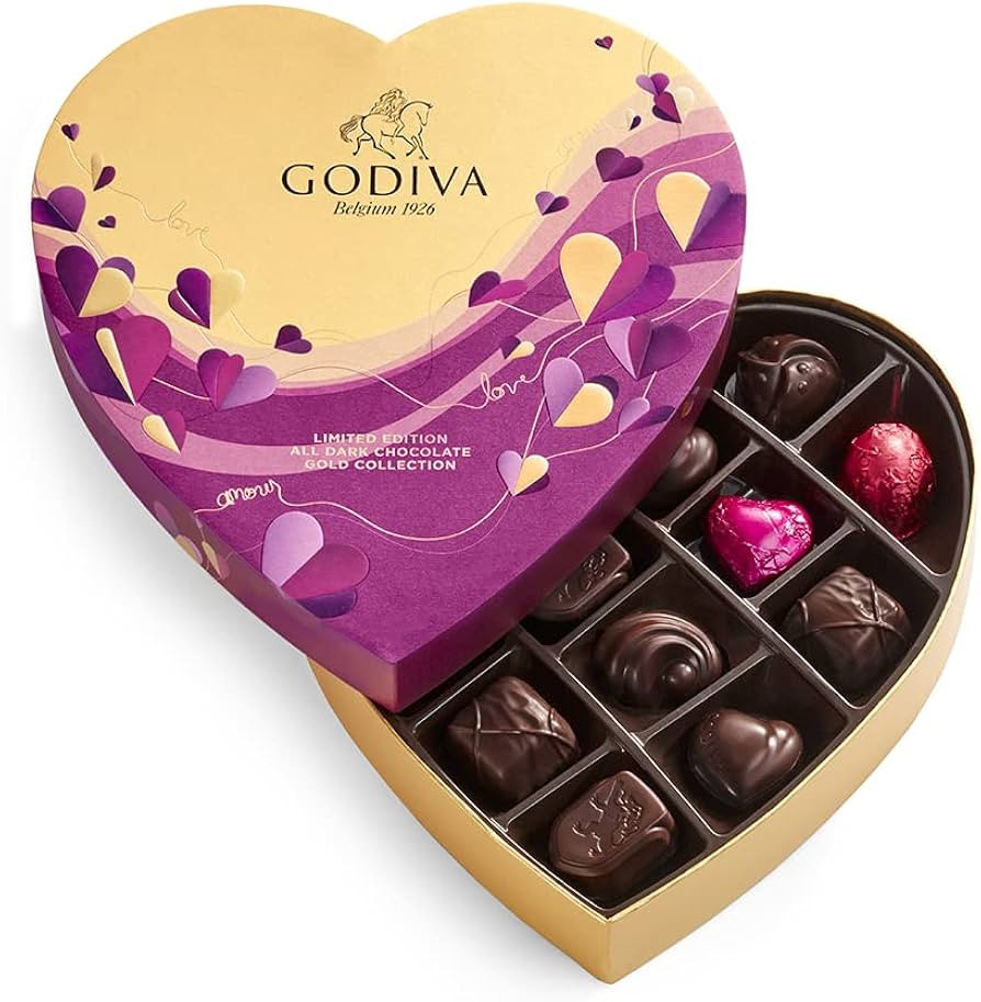 Godiva Chocolatier Valentine’s Day Heart Chocolate Gift Box - 14 Piece Assorted Luxury Dark Cho... | Amazon (US)