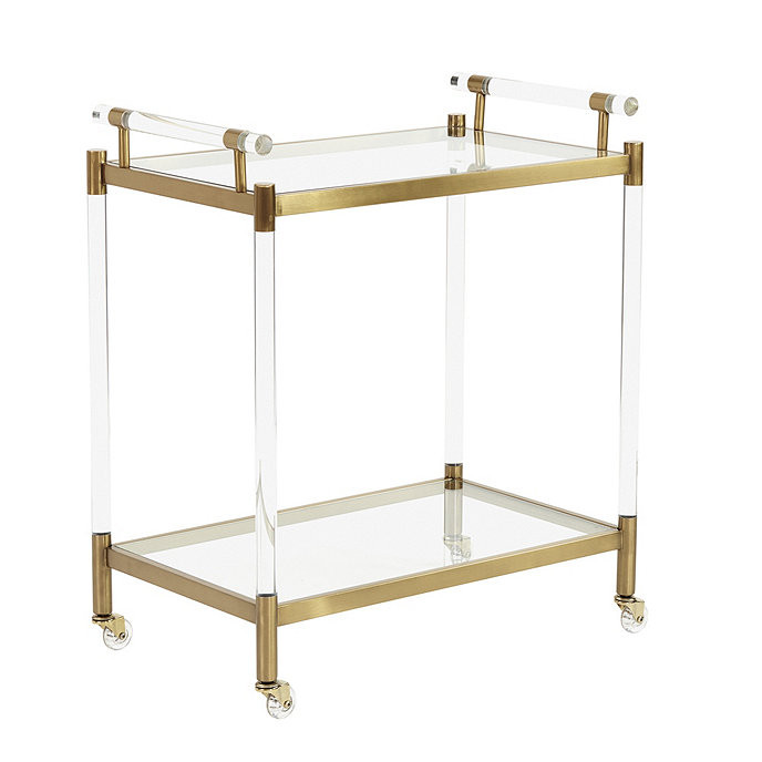 Isadora Acrylic Rolling Bar Cart | Ballard Designs, Inc.