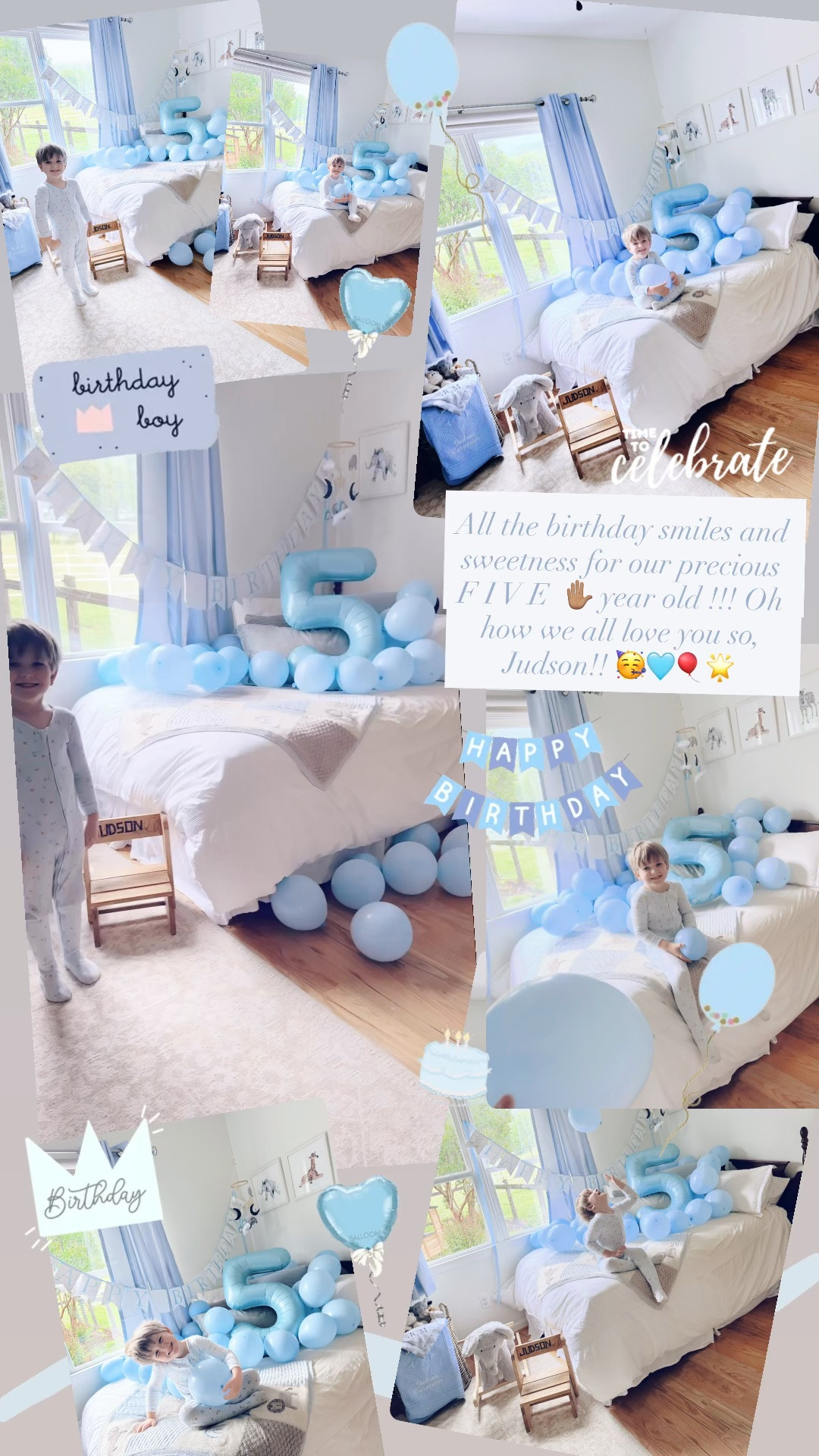 All the birthday smiles and sweetness for our precious F I V E  ✋🏽 year old !!! Oh how we all love you so, Judson!! 🥳🩵🎈🌟