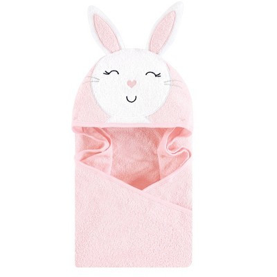 Hudson Baby Infant Girl Cotton Animal Face Hooded Towel, Pink Bunny, One Size | Target
