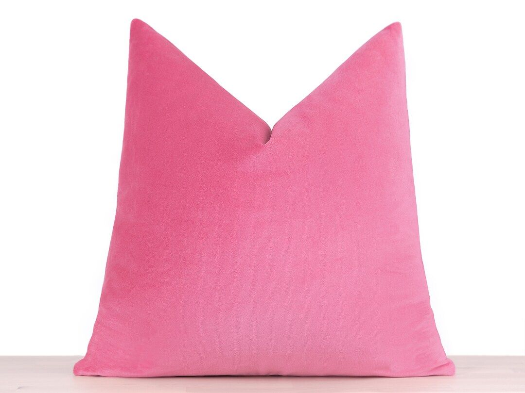 Pink Cotton Velvet Pillow Cover, Pink Velvet Euro Sham Cover, %100 Cotton Velvet Soft Fabric, Liv... | Etsy (US)