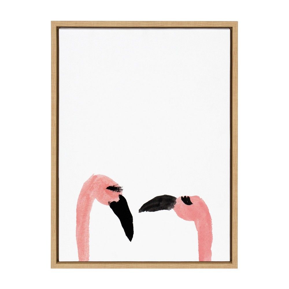 18"" x 24"" Sylvie Flamingo Faces by Kendra Dandy of Bouffants and Broken Hearts Framed Wall Canvas  | Target
