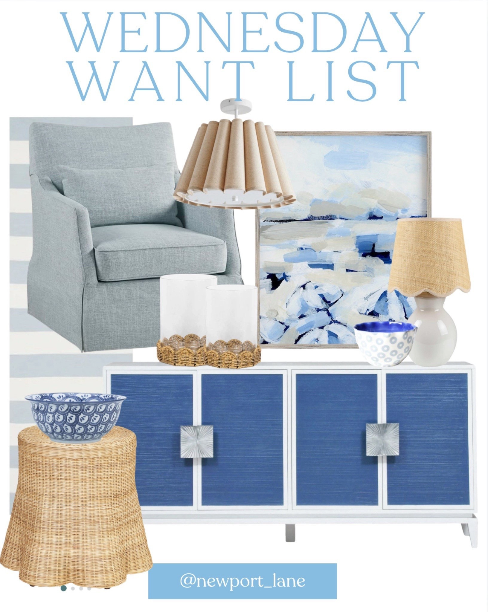 Can you believe this console table? 😮 It’s the perfect combo of blue and white for a coastal home! Add in an affordable blue armchair, textured side table, coastal artwork and a designer inspired lamp for the finishing touches! 

#LTKHome #LTKFindsUnder50 #LTKSaleAlert