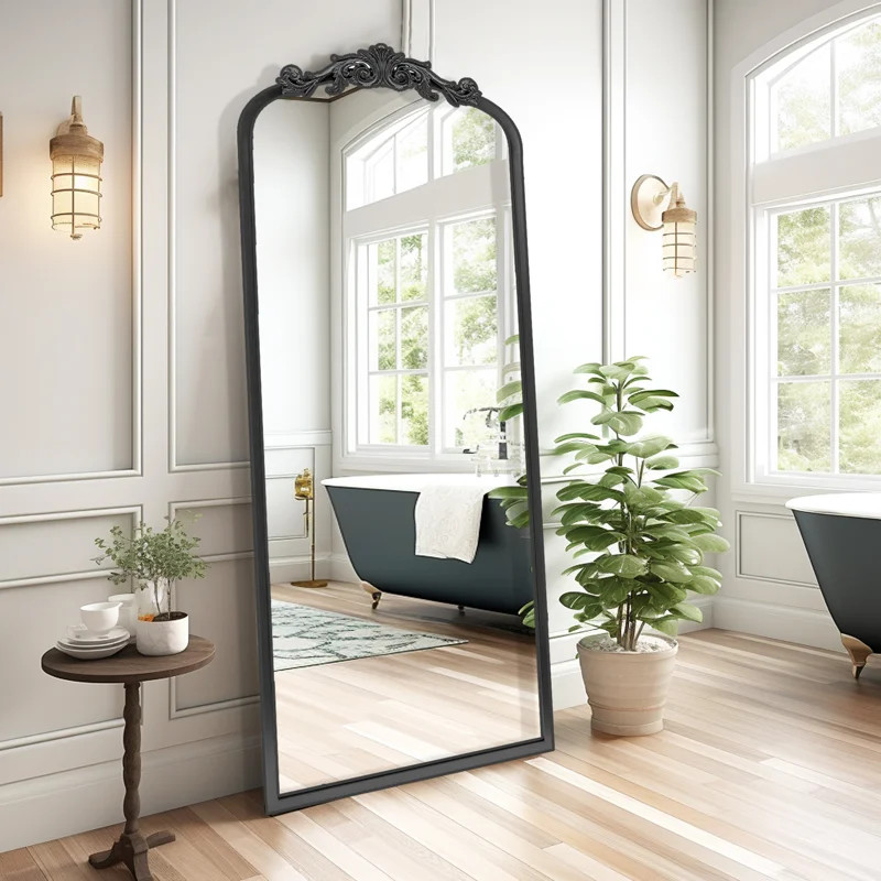 Arched Antique Ornate Full Length Floor Mirror /Free Standing,22x65 inch, Vintage Black | Wayfair North America