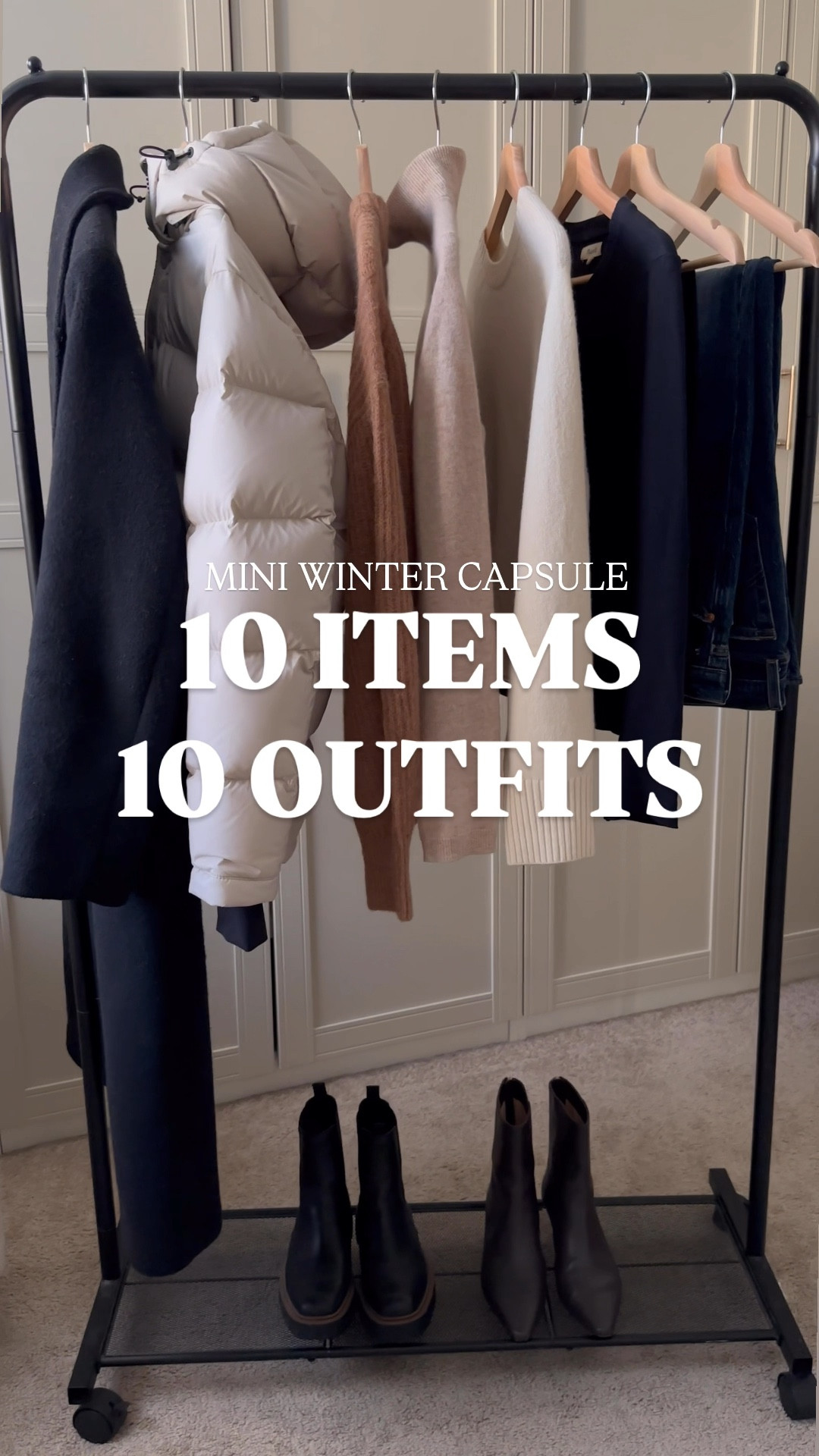 Mini winter capsule : 10x10 challenge

10 winter staples, 10 outfits 
Abercrombie black coat - sold out, linked similar 
Aritzia super puff - xs original, similar to matte pearl 
Everlane alpaca knit sweater
Everlane boxy cashmere crew 
Jcrew wide leg jeans
Levi’s wedgie straight 

Classic style / minimal style / neutral outfit 

#LTKSeasonal #LTKStyleTip