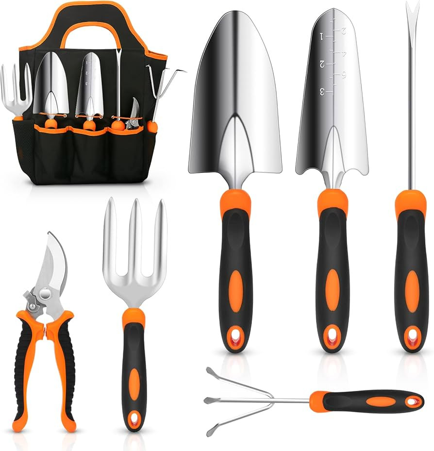 Garden Tool Set, CHRYZTAL Stainless Steel Heavy Duty Gardening Tool Set, with Non-Slip Rubber Gri... | Amazon (US)