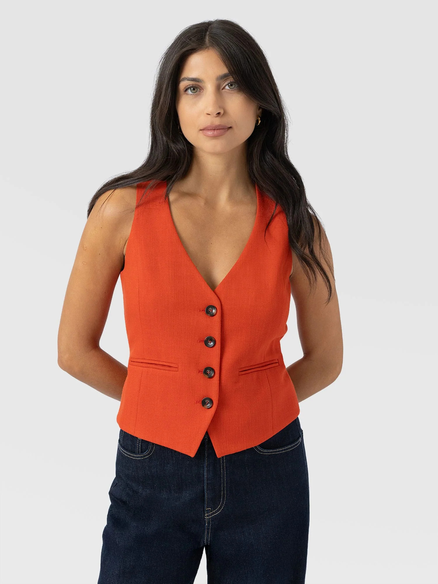 Astrid Waistcoat - Burnt Orange | Saint + Sofia UK
