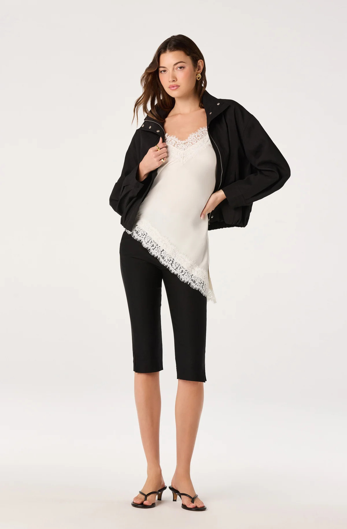 Analise Lace Trim Asymmetric Tank - Black / XS | ASTR The Label (US)