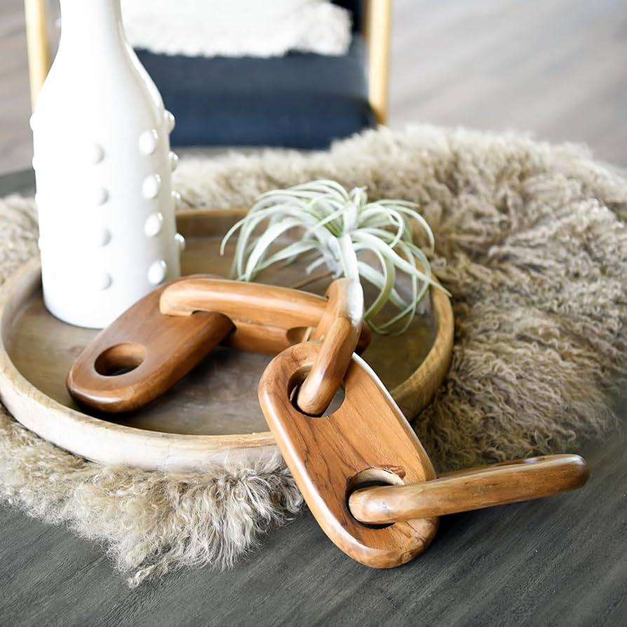 Decorative Teak Wood Chain Links for Farmhouse, Coffee Table Accessories (5 Link Chain Decor) | Amazon (US)