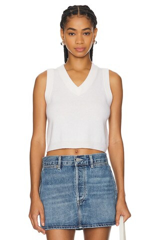 SABLYN terling Cropped V Neck Tank Top in Gardenia from Revolve.com | Revolve Clothing (Global)