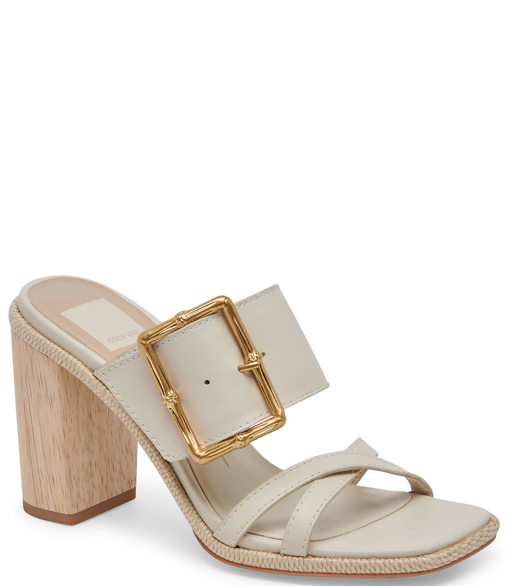 Onnie Leather Buckle Detail Square Toe Sandals | Dillard's
