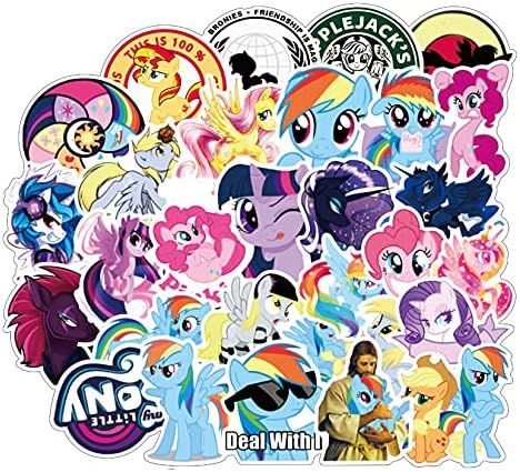 N And S 50Pcs My Little Pony Cartoon Theme Waterproof Stickers for Laptop Cellphone Water Bottle ... | Amazon (US)