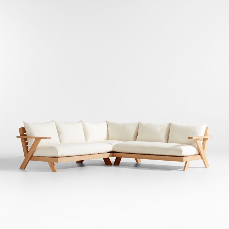 Jeannie 3-Piece Teak Outdoor Sectional by Leanne Ford | Crate & Barrel | Crate & Barrel