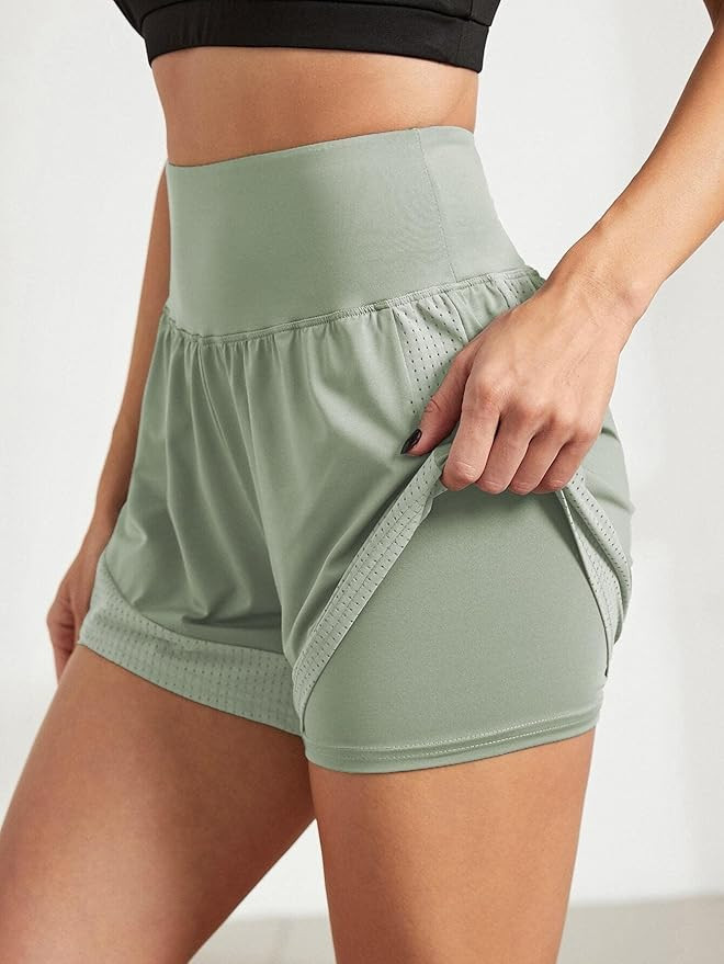 Biker Shorts Women Mesh Panel Sports Shorts Biker Shorts Women (Color : Mint Green, Size : Medium... | Amazon (US)