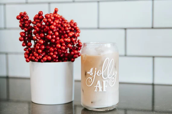 Jolly AF Chrismas Can Glass Cup Christmas Beer Can Glasses | Etsy | Etsy (US)
