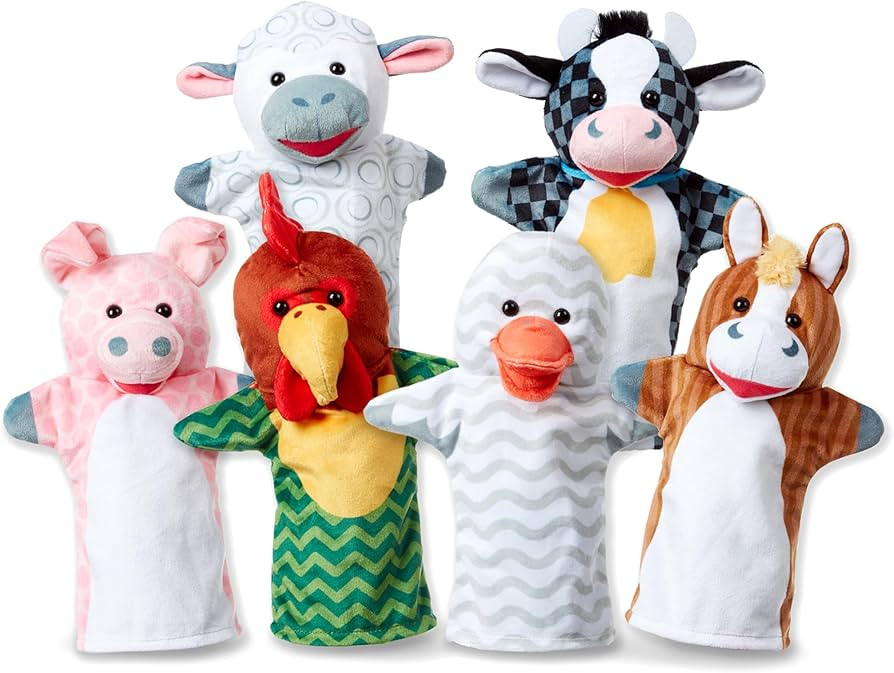 Melissa & Doug Barn Buddies Hand Puppets, Set of 6 (Cow, Sheep, Horse, Duck, Chicken, Pig) | Amazon (US)