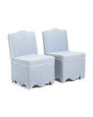 set of 2 20.5x34.5 scalloped dining chairs on casters | TJ Maxx