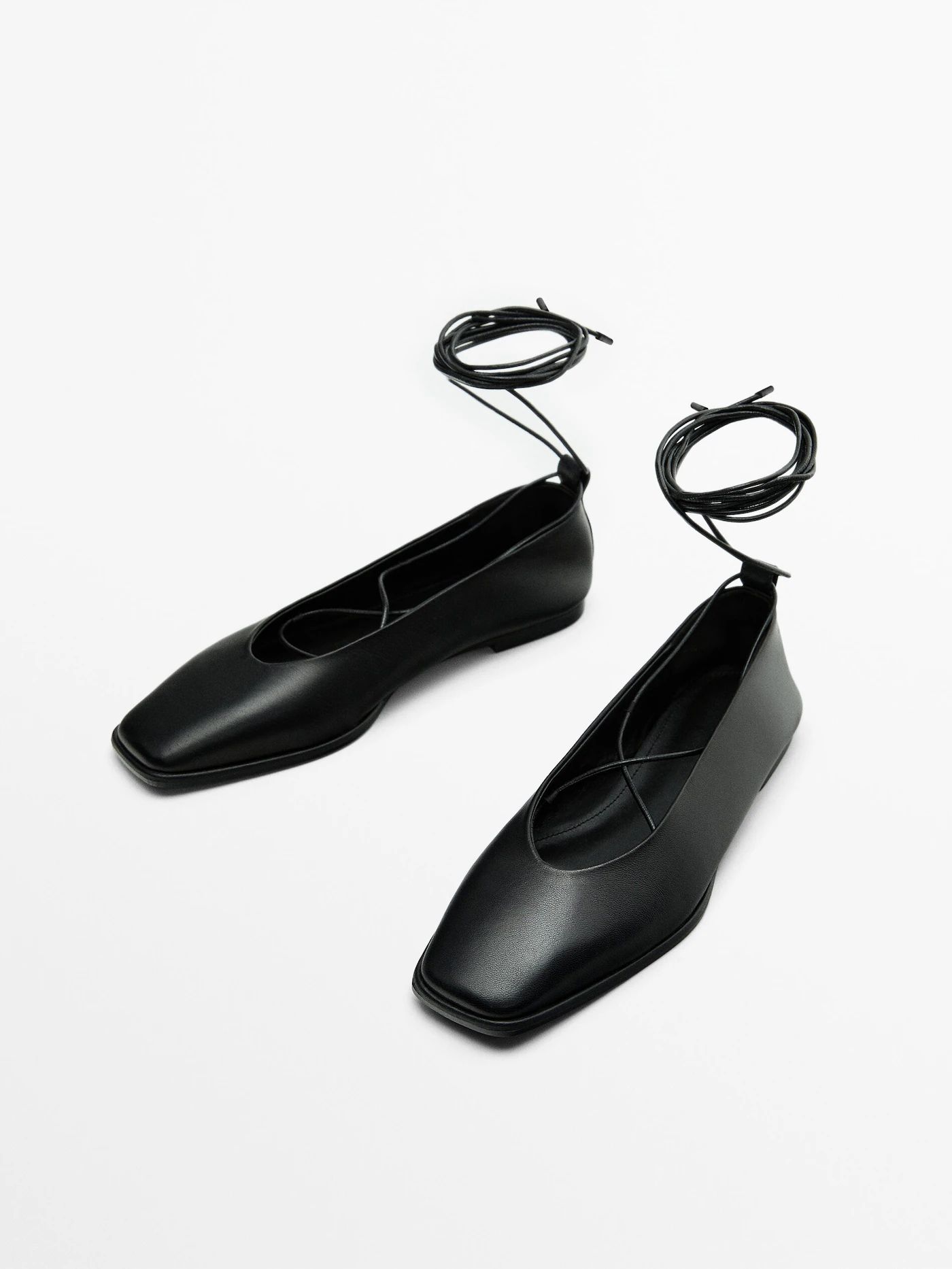 Tied square ballet flats | Massimo Dutti (US)