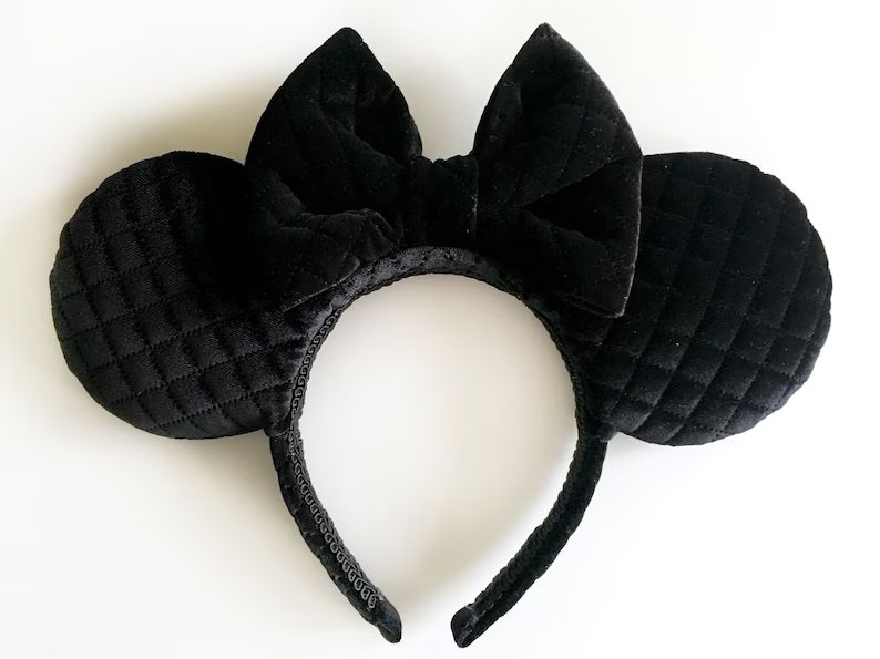 Black Quilted Mouse Ears, Black Mouse Ears | Etsy (ES)
