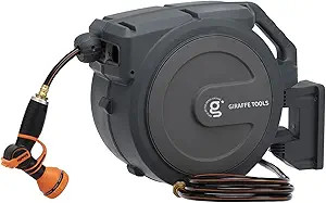 Giraffe Tools AW25 Wall Mounted Hose Reel Retractable 1/2" 78 ft Heavy Duty, Slow Rewind System, ... | Amazon (US)