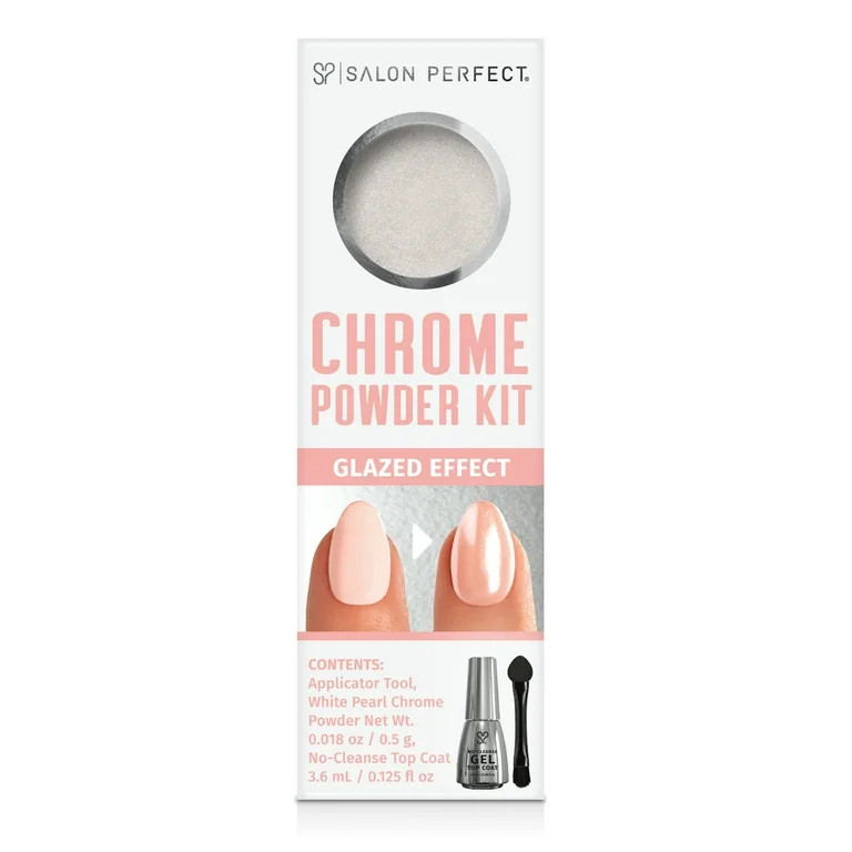 Salon Perfect Glazed Chrome Kit, White Pearl Chrome Powder 5g , No Cleanse Top Coat 0.125 fl oz &... | Walmart (US)