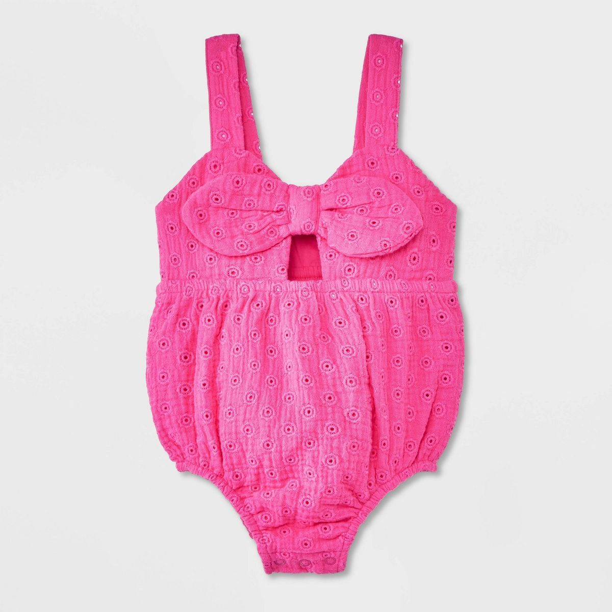 Baby Girls' Eyelet Cutout Romper - Cat & Jack™ Dark Pink 18M | Target