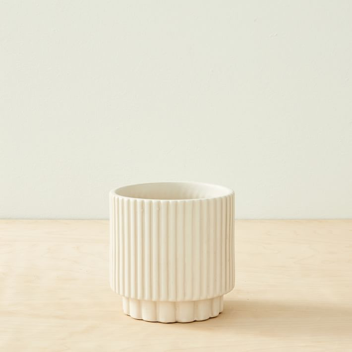Fluted Ceramic Indoor/Outdoor Planters | West Elm (US)