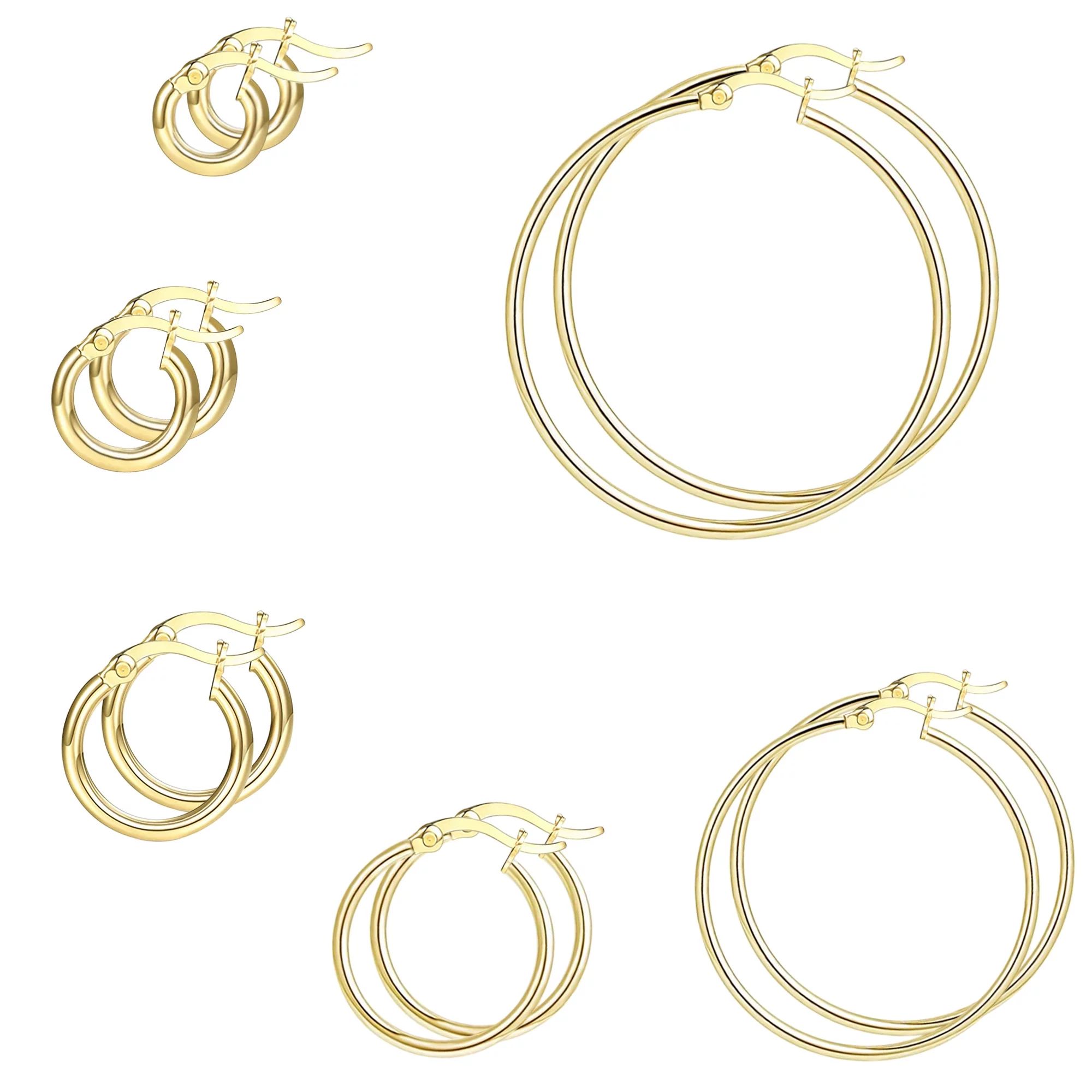 Adoyi Stainless Steel Huggie Endless Earring Large Small Hoop Earrings Set for Women Men or Girl | Walmart (US)