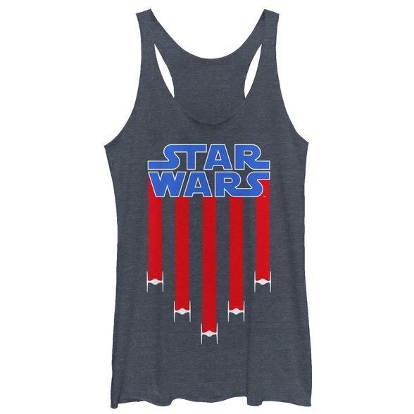 Women's Star Wars Fourth of July  TIE Fighter Stripes Racerback Tank Top | Target