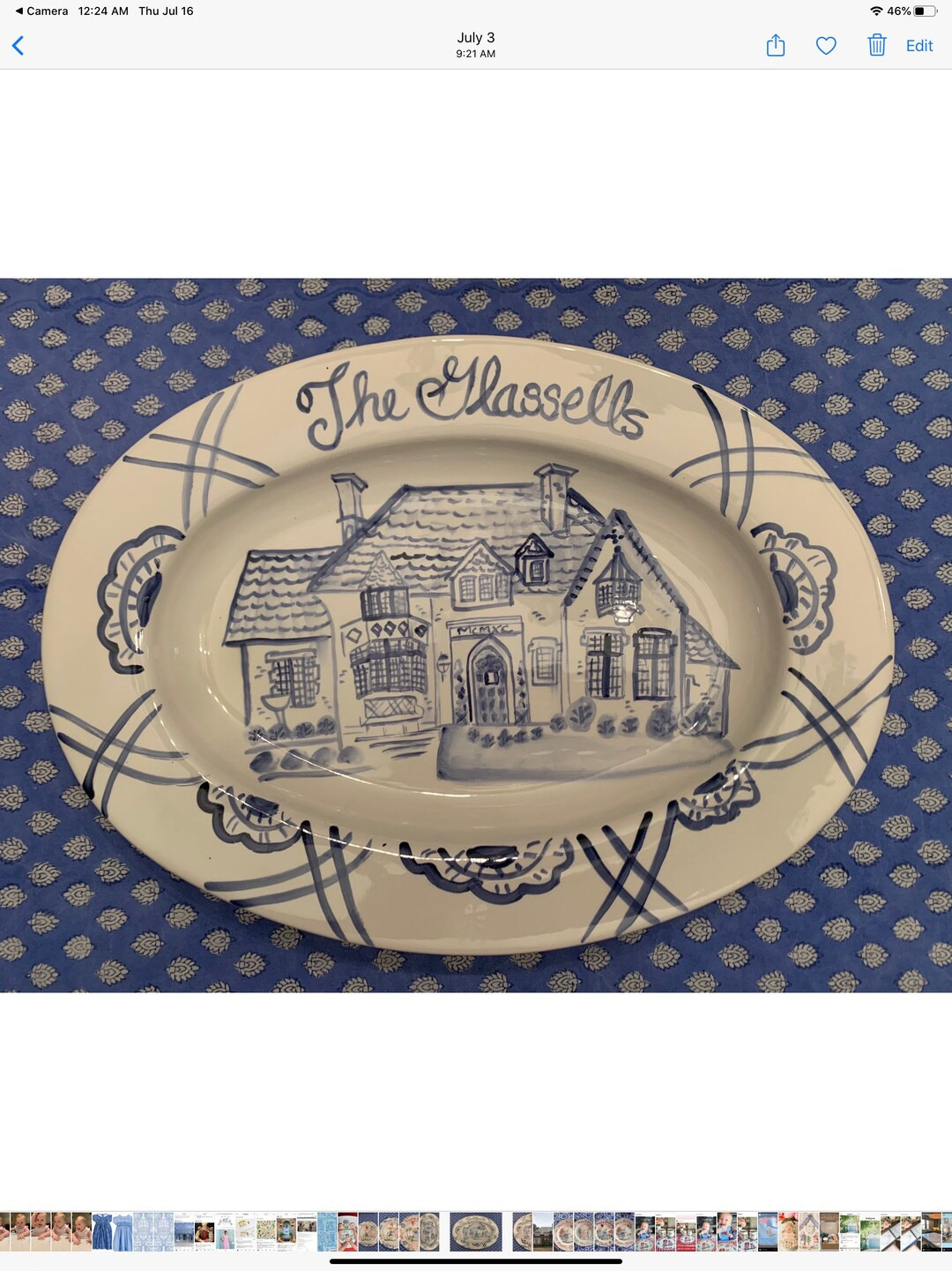 Custom Platter with Home , Blue and White Gift Personalized , Handpainted Platter | Etsy (US)