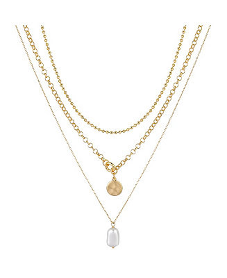 Unwritten 14K Gold Flash-Plated Imitation Pearl Layered Pendant Necklaces & Reviews - Necklaces -... | Macys (US)