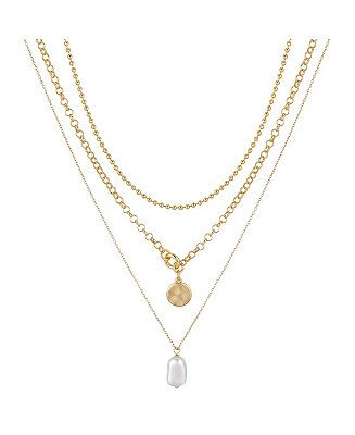 Unwritten 14K Gold Flash-Plated Imitation Pearl Layered Pendant Necklaces & Reviews - Necklaces -... | Macys (US)