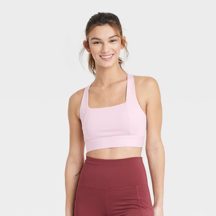 Women's Medium Support Square Neck Crossback Sports Bra - All in Motion™ | Target