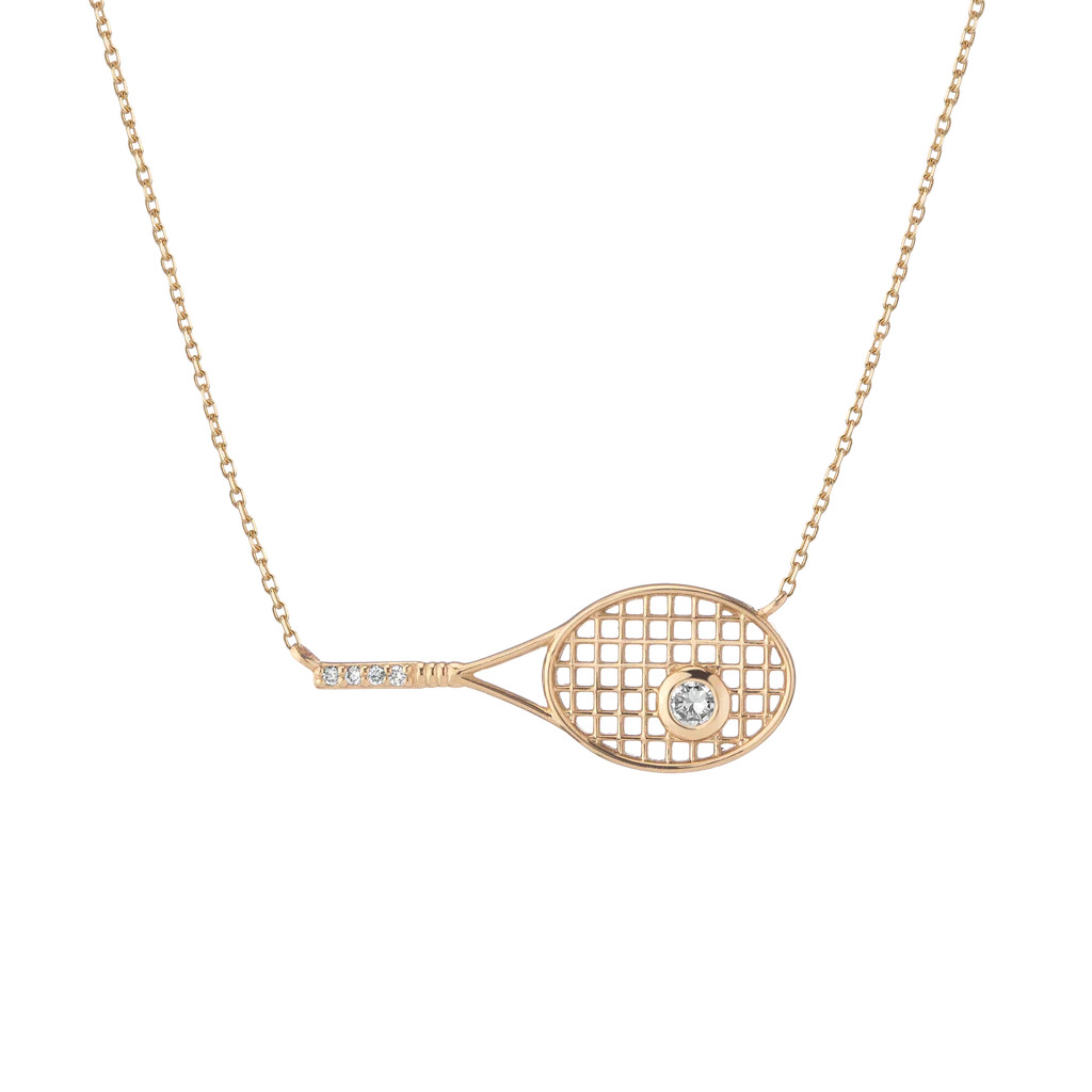 Lab Grown White Sapphire Tennis Racket Necklace | AUrate New York