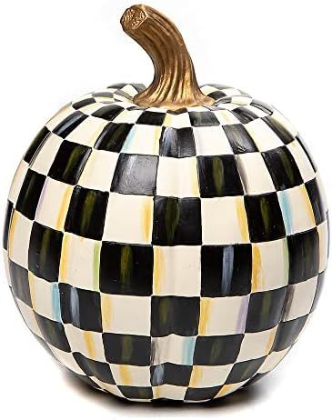 MacKenzie-Childs Courtly Check Black-and-White Small Decorative Pumpkin for Fall Decor, Autumn De... | Amazon (US)