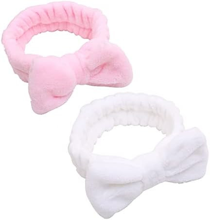 2 Pack Spa Headband, AiMHariacc Facial Makeup Bow Head band for Women Girls Washing Face Skincare... | Amazon (US)