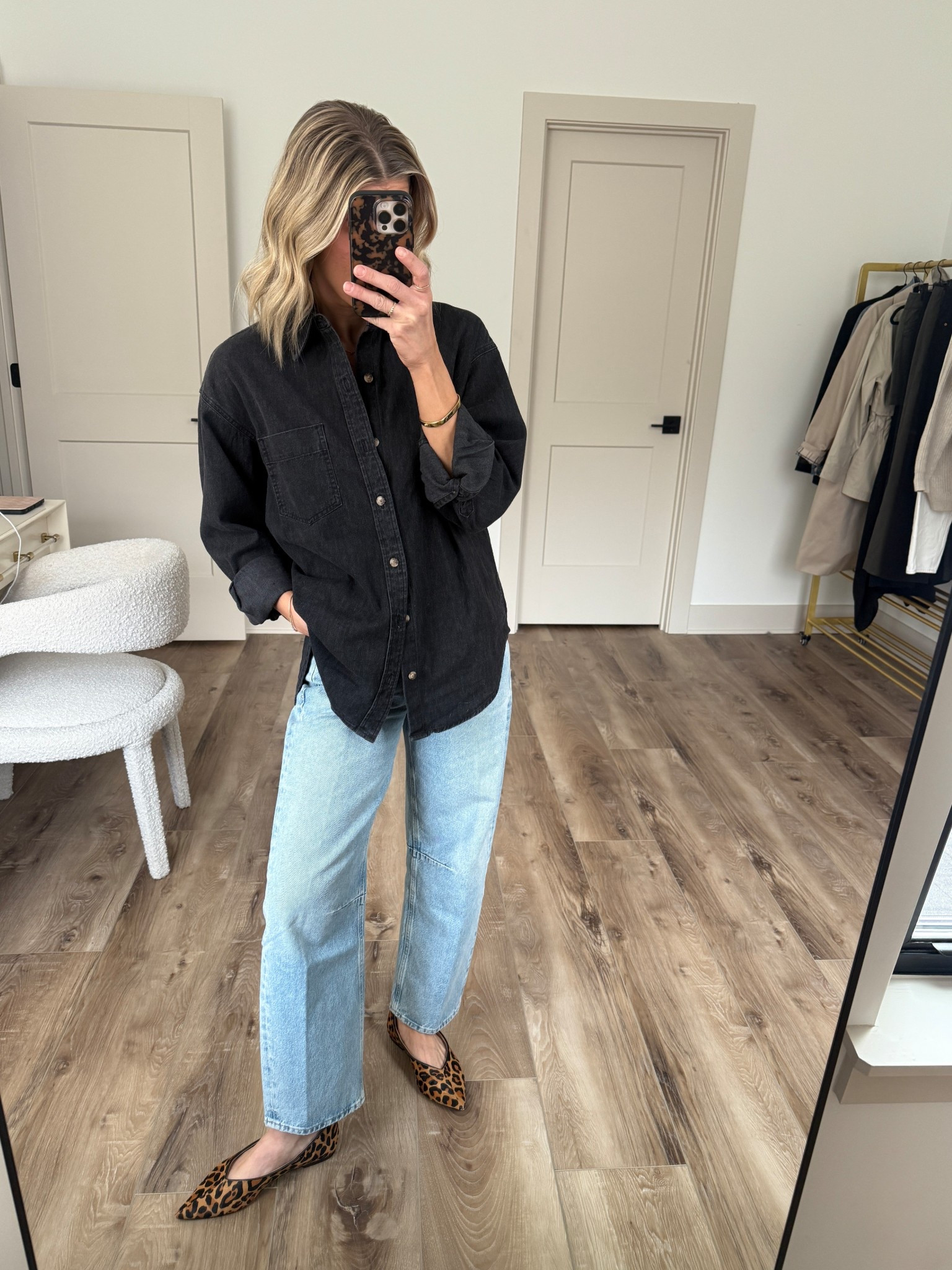 Wearing XS denim shirt, 24 jeans (sized down), flats tts 

#LTKootd #LTKOver40 #LTKgrwm