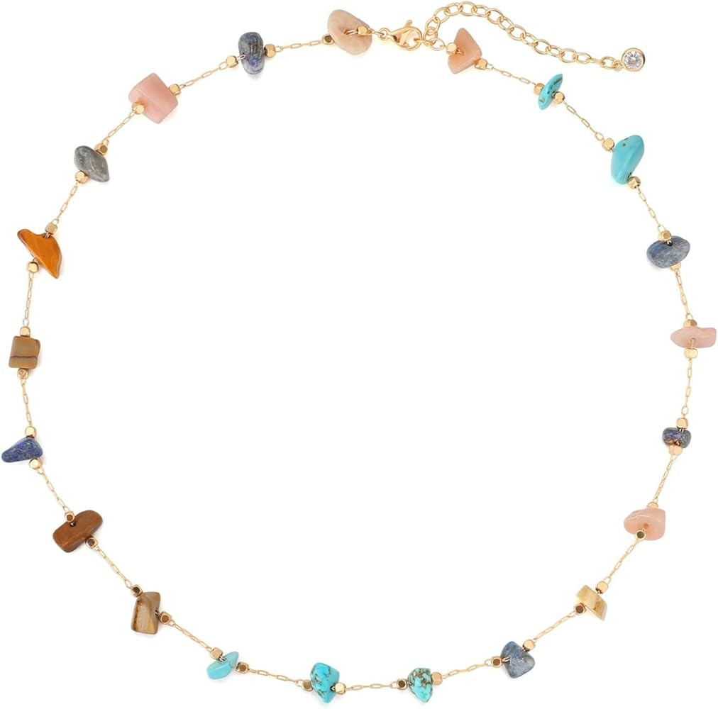 Turquoise Jewelry for Women - 14K Gold Plated Turquoise Necklace for Women Colorful Beaded Neckla... | Amazon (US)