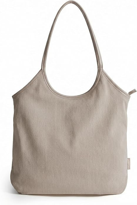 BAGSMRT Corduroy Tote Bag for Women Beach Bag with Zipper Casual Shoulder Bag Lightweight Travel ... | Amazon (US)