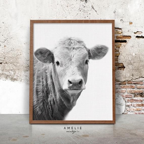 Farmhouse Decor, Cow Print, Rustic Home Decor, Country Cottage Wall Art, Black and White Farm Animal | Etsy (US)