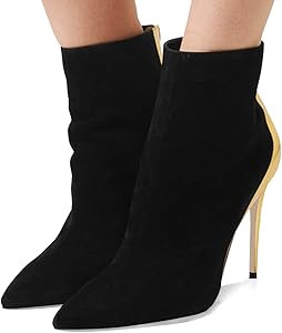 Amazon.com: FSJ Women Fashion High Heel Ankle Boots Rivets Pointed Toe Stilettos Zipper Shoes Siz... | Amazon (US)