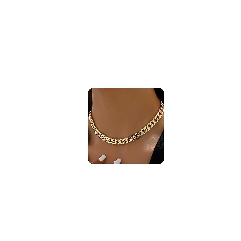 Chunky Gold Necklace for Women 18K Gold Plated Cuban Paperclip Choker Toggle Bar Clasp Necklaces ... | Amazon (US)